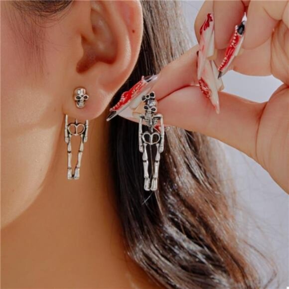 Halloween Skeleton Drop Earrings - Picture 8 of 11